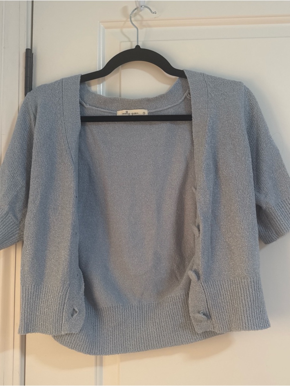 Light Blue Open-Front Short Sleeve Cardigan - Cozy Layering Piece
